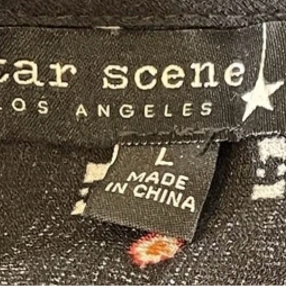 Star Scene Black Floral Peasant‎ Blouse Ruffle Sleeves Boho Cottagecore Size L - Picture 11 of 13